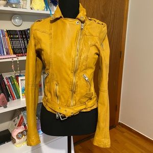Mauritius- Mustard leather Moto jacket